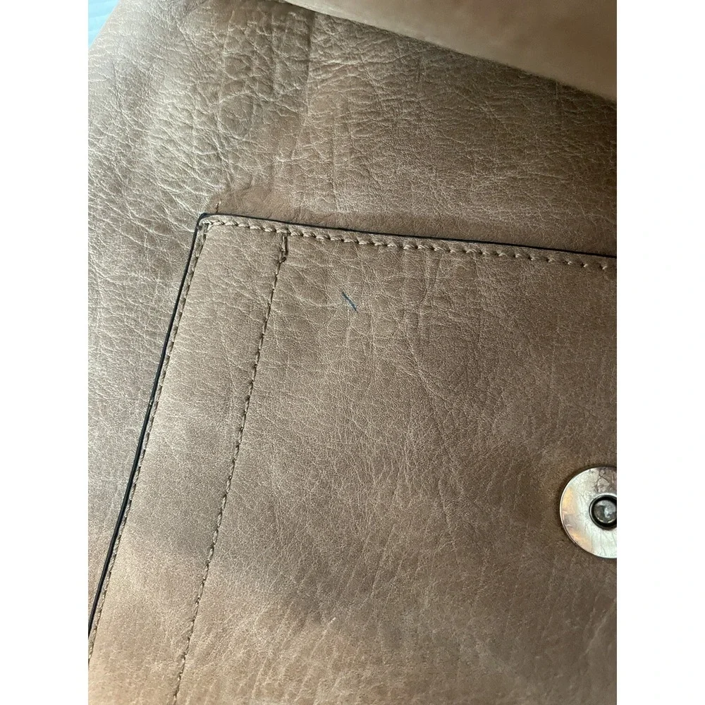 Backpack Tan Brown Bag Vegan Leather With Gold Accents Tassle